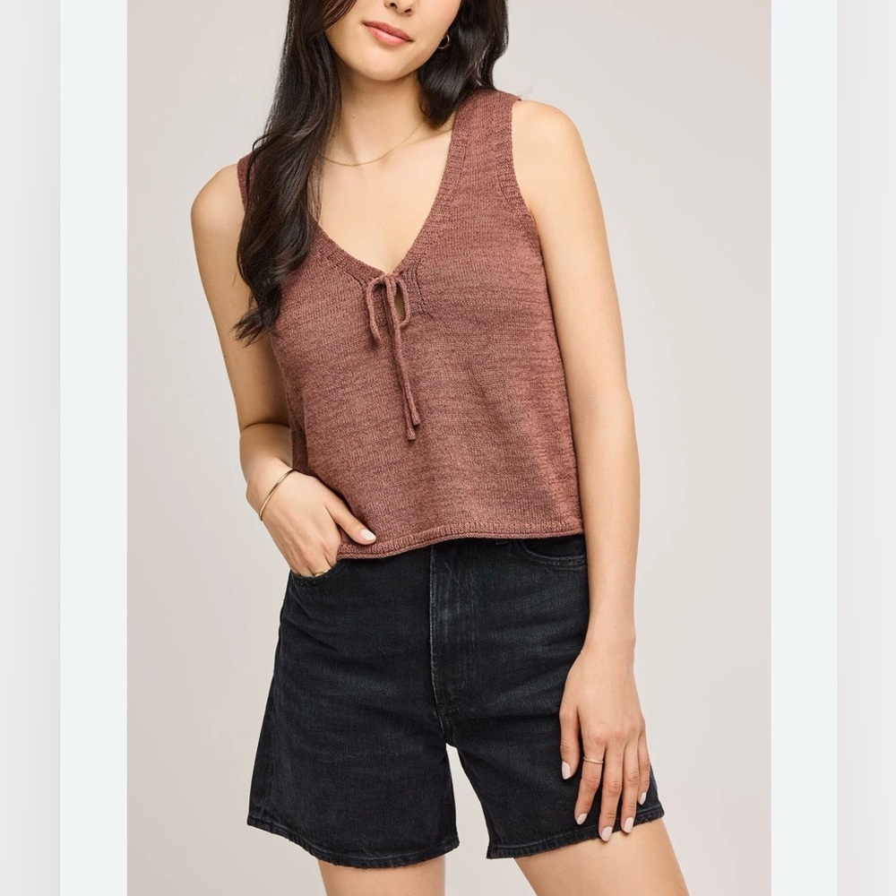 Gentle Fawn Rebel Knit Tie Front Tank Chocolate Brown Boho Capsule Minimalist